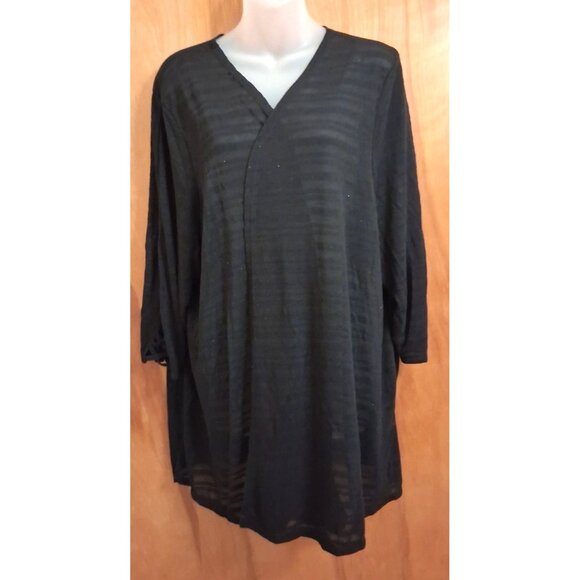 Catherines Sweaters - Catherines Womens Black Knit Cardigan Open Front Short Sleeve Black Top Size 3X